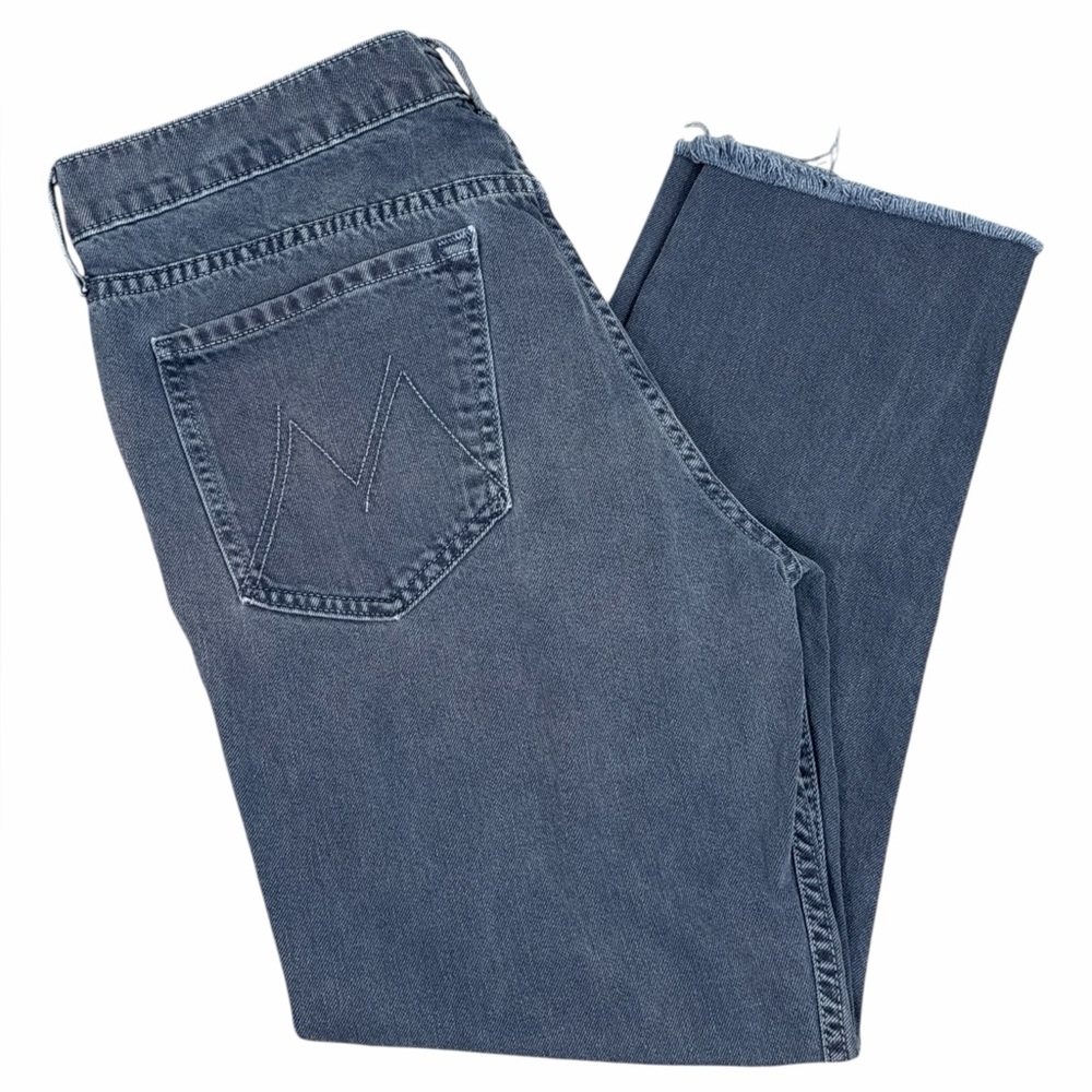 MOTHER The Dropout Fray Jeans Size 30 Deep Navy Straight Leg Raw Hem